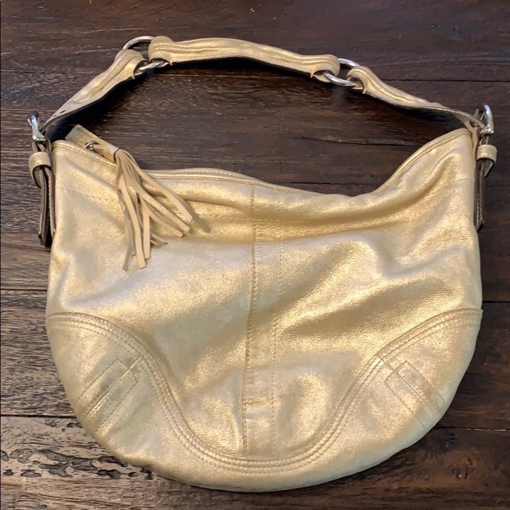 Vintage Y2K Coach Metallic Gold Soft Leather Boho Bag